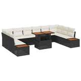 vidaXL Garden Dining Set with Cushions 11 pcs Black and Beige