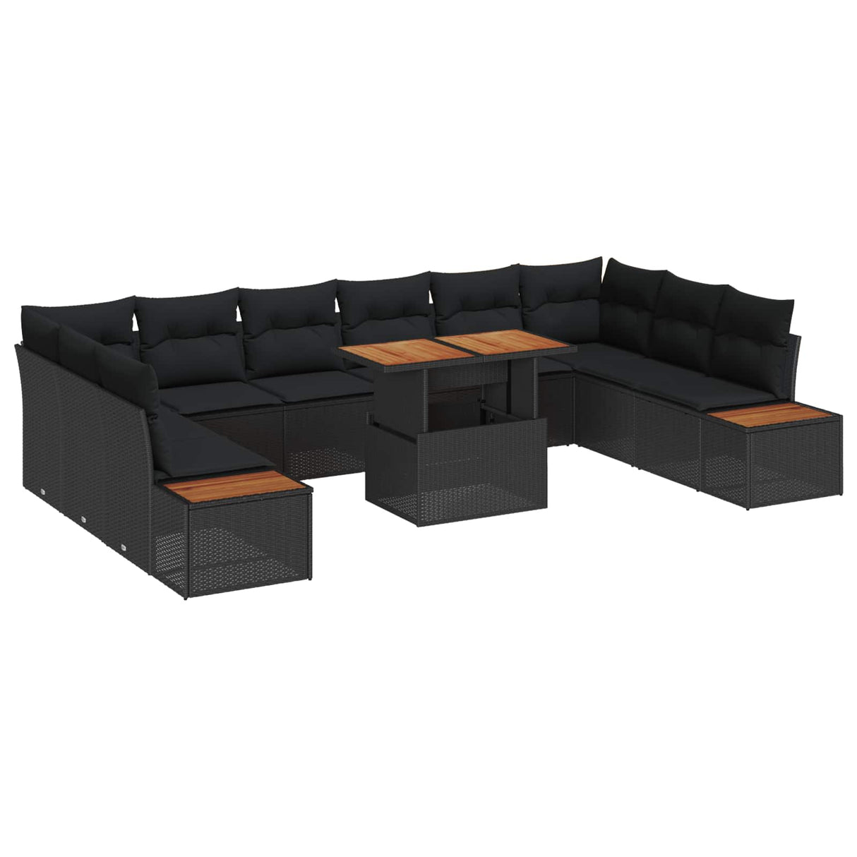 vidaXL Garden Dining Set with Cushions 11 pcs Black and Beige