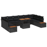 vidaXL Garden Dining Set with Cushions 11 pcs Black and Beige