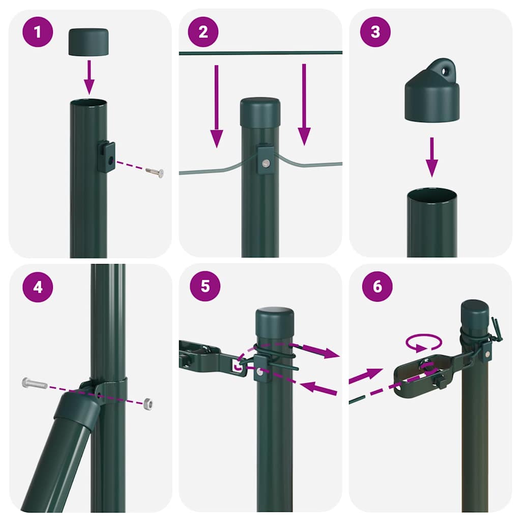 vidaXL Fence Post. 26 pcs Green 3.2 x 3.2 x 80 cm