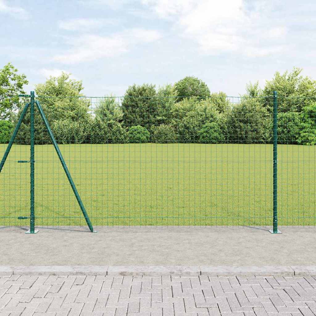 vidaXL Hekpaal met betonbasis 26 st Groen Gepoedercoat staal