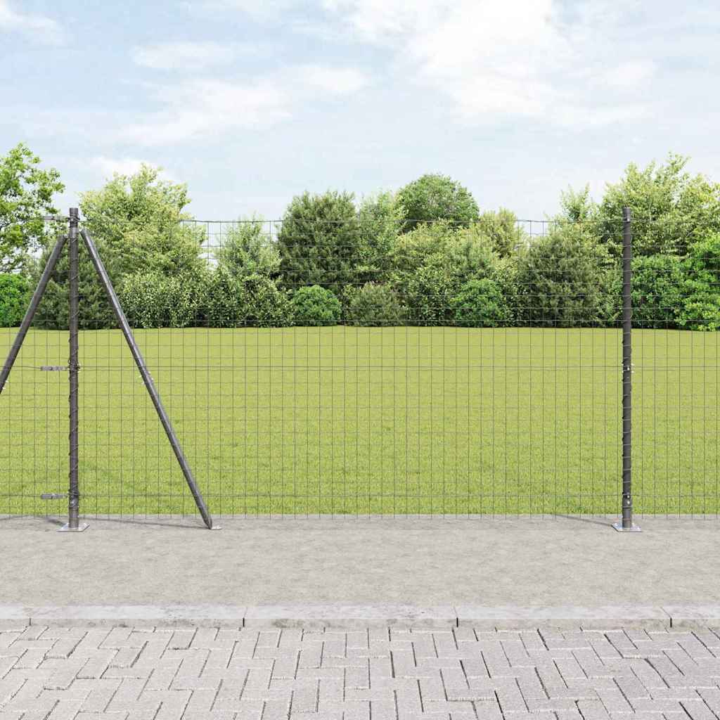 vidaXL Hekpaal met betonbasis 26 st Groen Gepoedercoat staal