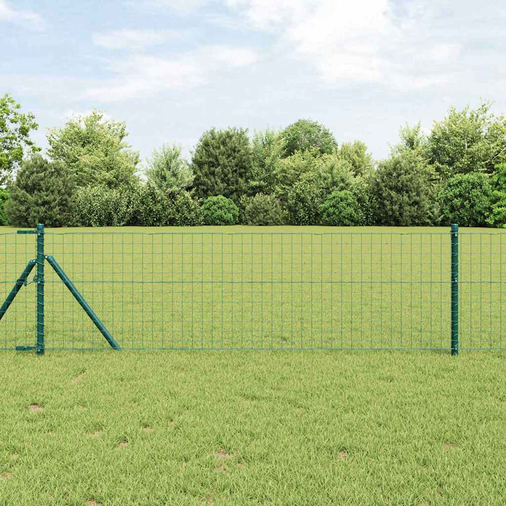 vidaXL Hek met Paal Groen 0,4 x 10 m Staal en PVC