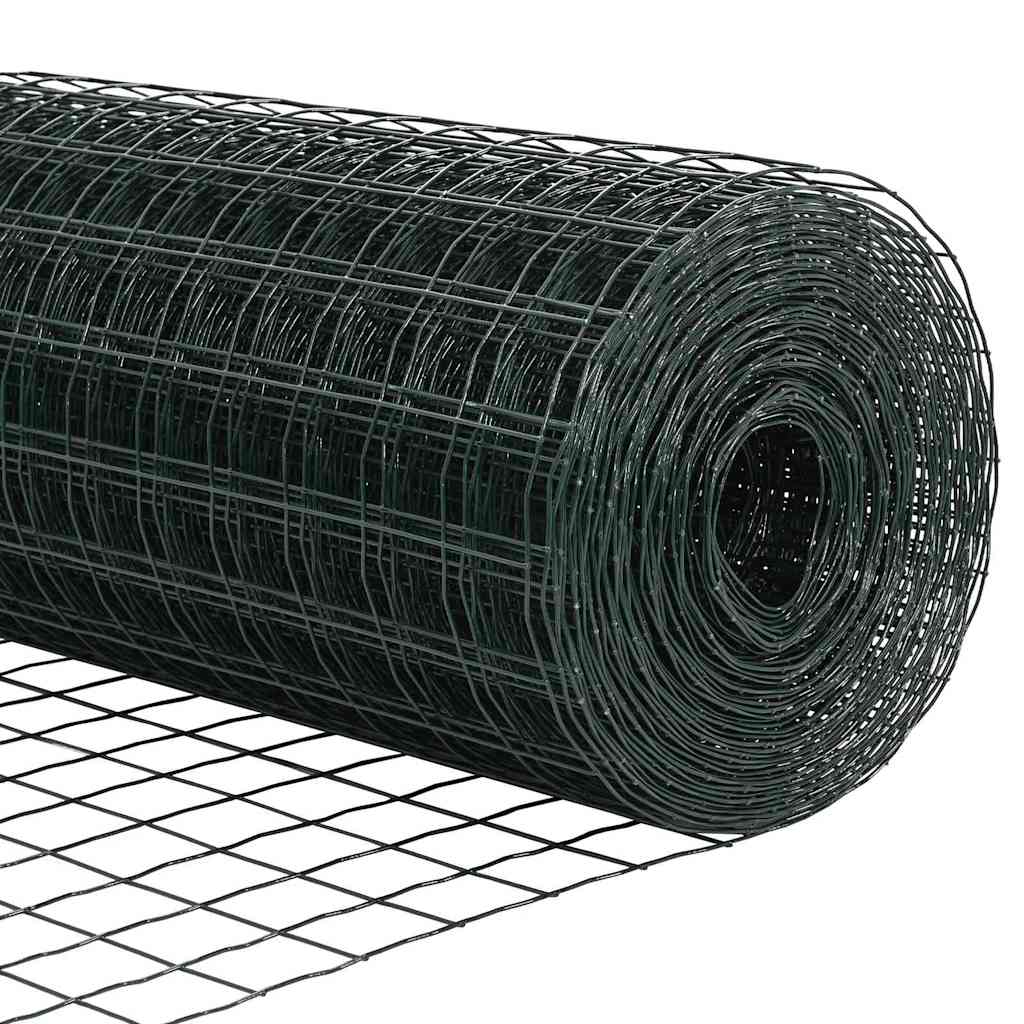 vidaXL Hek met Paal Groen 0,4 x 10 m Staal en PVC