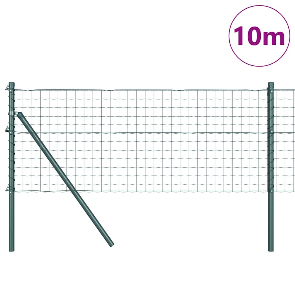 vidaXL Hek met Paal Groen 0,4 x 10 m Staal en PVC
