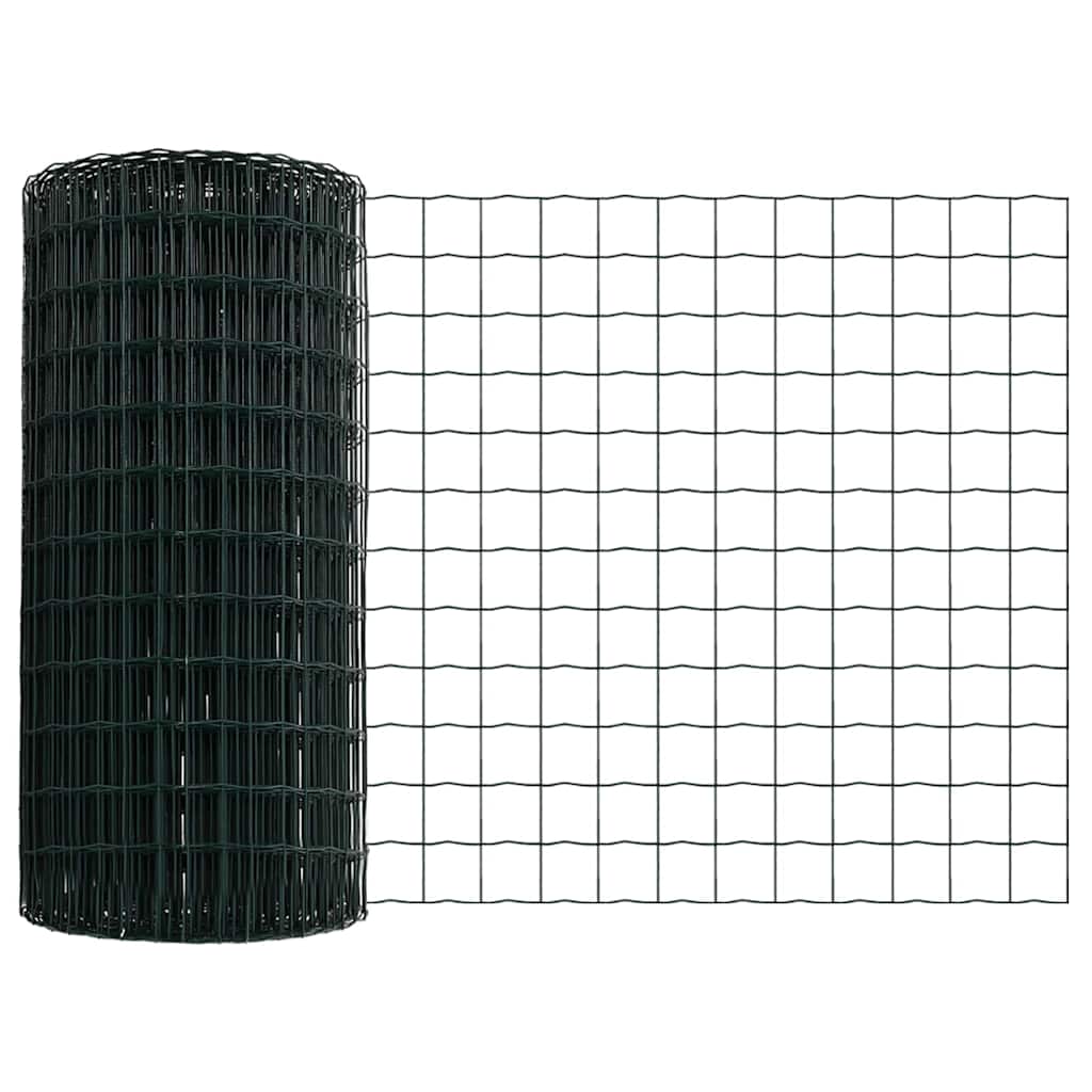 vidaXL Hek met Paal Groen 0,4 x 10 m Staal en PVC