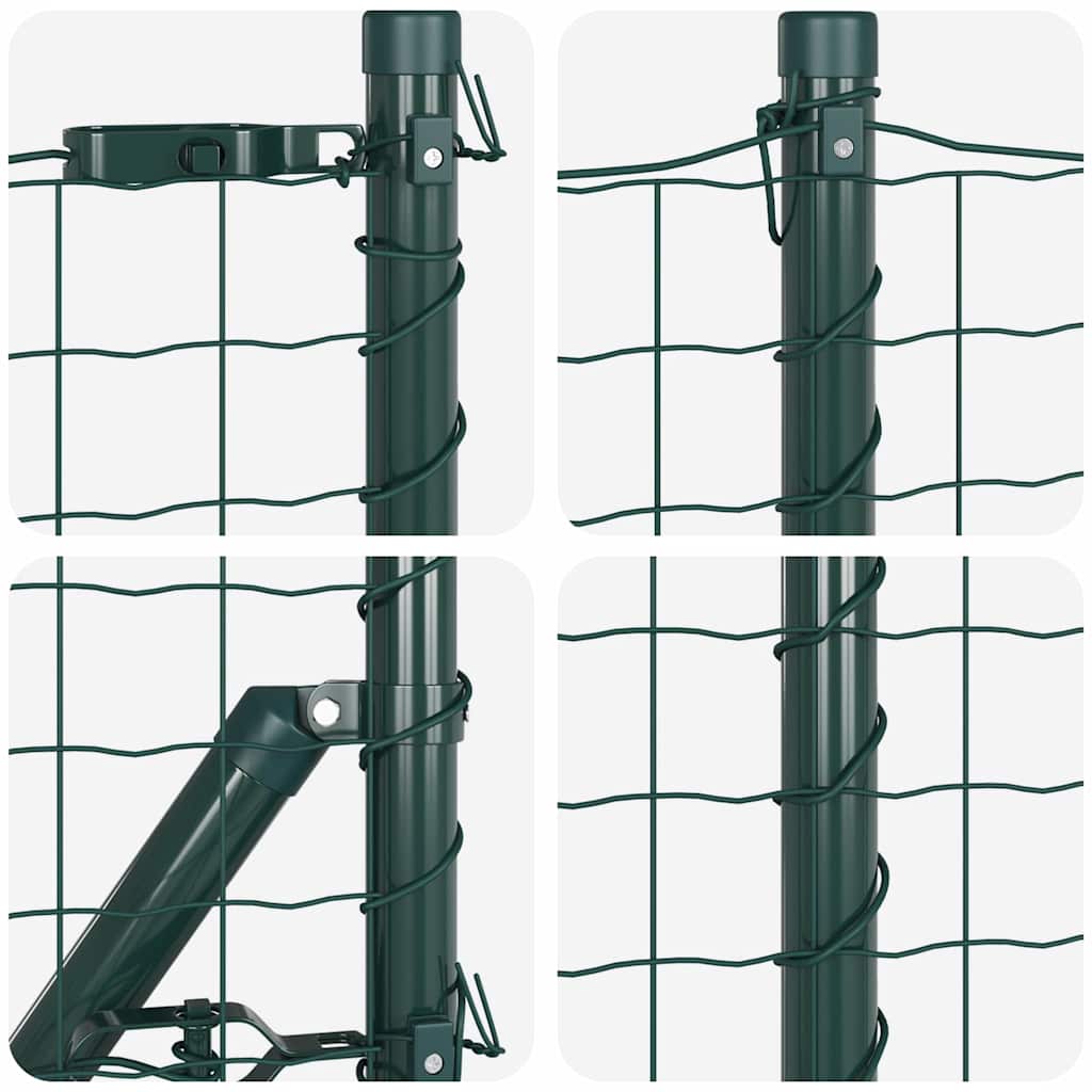 vidaXL Hek met Paal Groen 0,4 x 10 m Staal en PVC