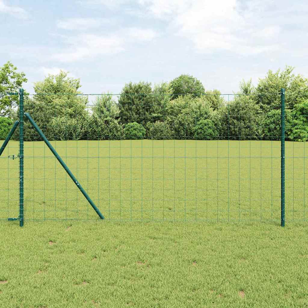 vidaXL Hek met Paal Groen 0,4 x 10 m Staal en PVC