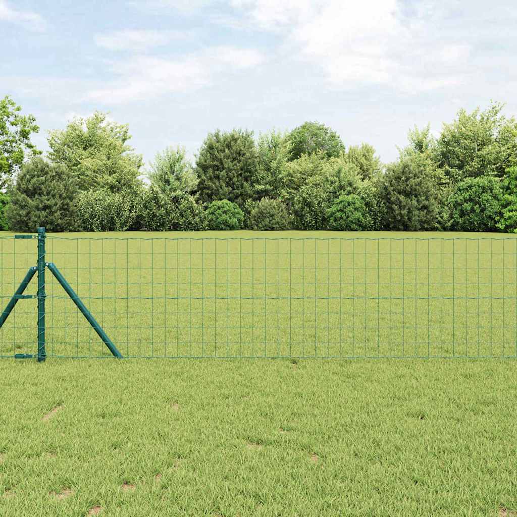 vidaXL Hek met Paal Groen 0,4 x 10 m Staal en PVC