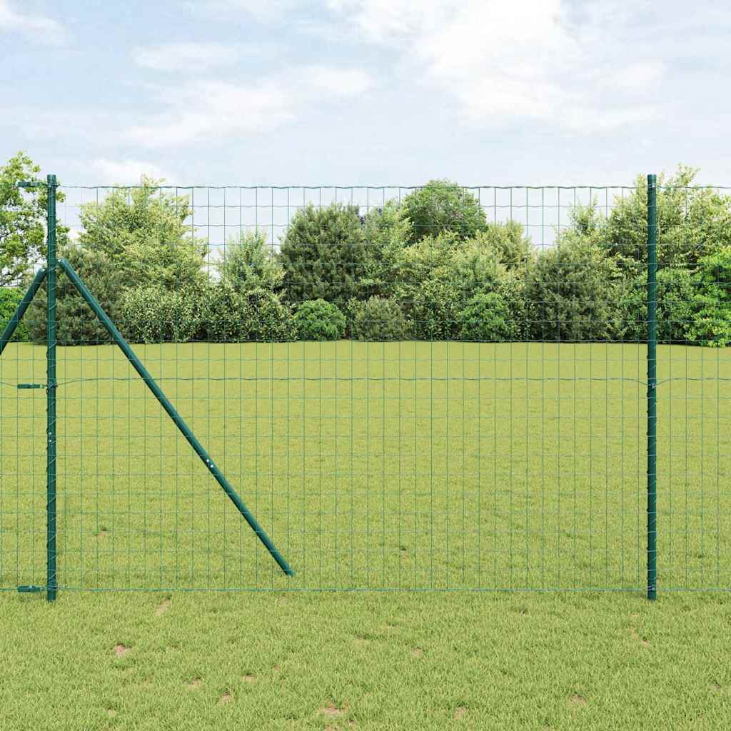 vidaXL Hek met Paal Groen 0,4 x 10 m Staal en PVC