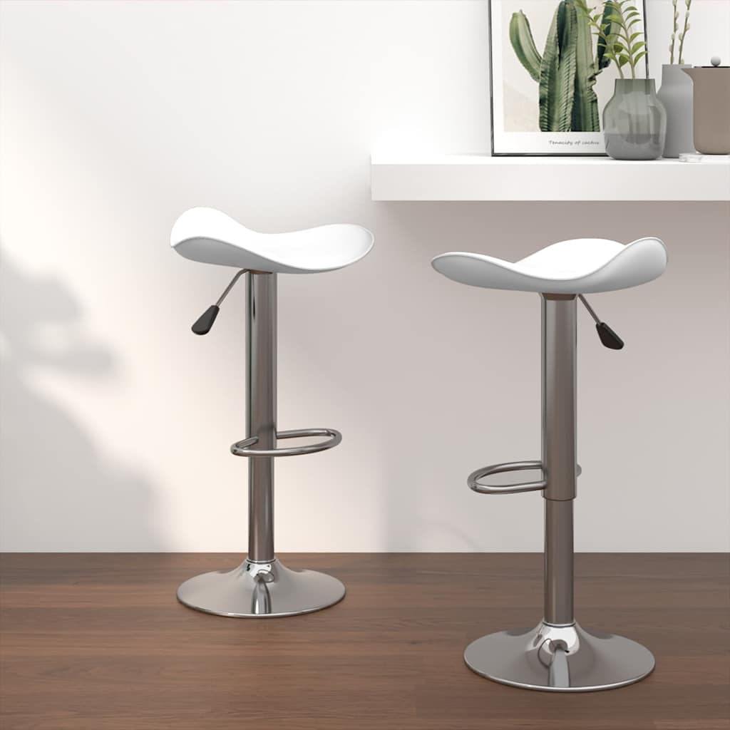 vidaXL Barkruk verchroomd staal en kunstleer wit