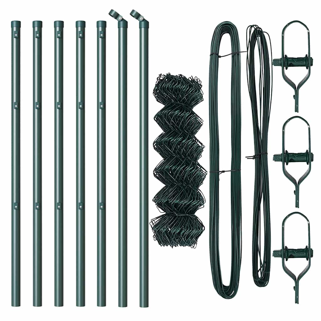 vidaXL Hekpaal. Groen 10 x 0,4 m (40 x 40 mm gaas) Staal en PVC