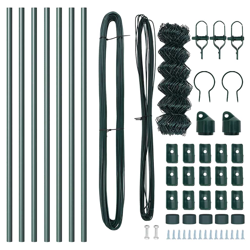 vidaXL Hekpaal. Groen 10 x 0,4 m (40 x 40 mm gaas) Staal en PVC