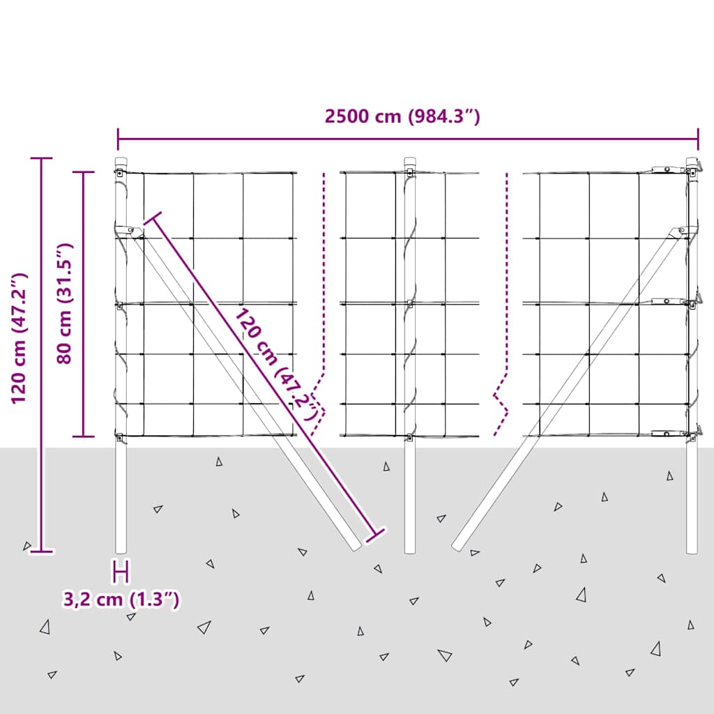 vidaXL Hekpaal. Ge galvanized 25 x 0,8 m Staal