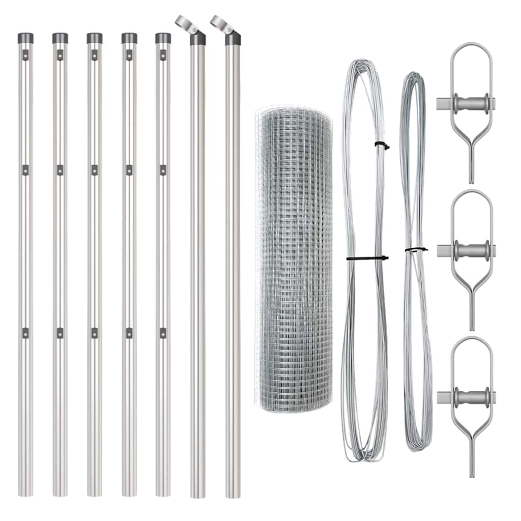 vidaXL Hekpaal. Zilver 10 x 0,4 m (12 x 12 mm gaas) Staal