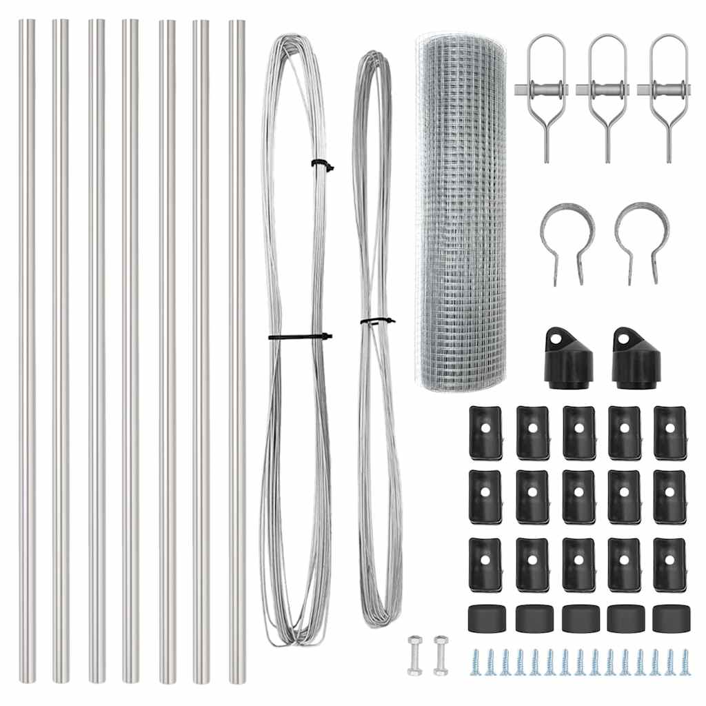 vidaXL Hekpaal. Zilver 10 x 0,4 m (12 x 12 mm gaas) Staal