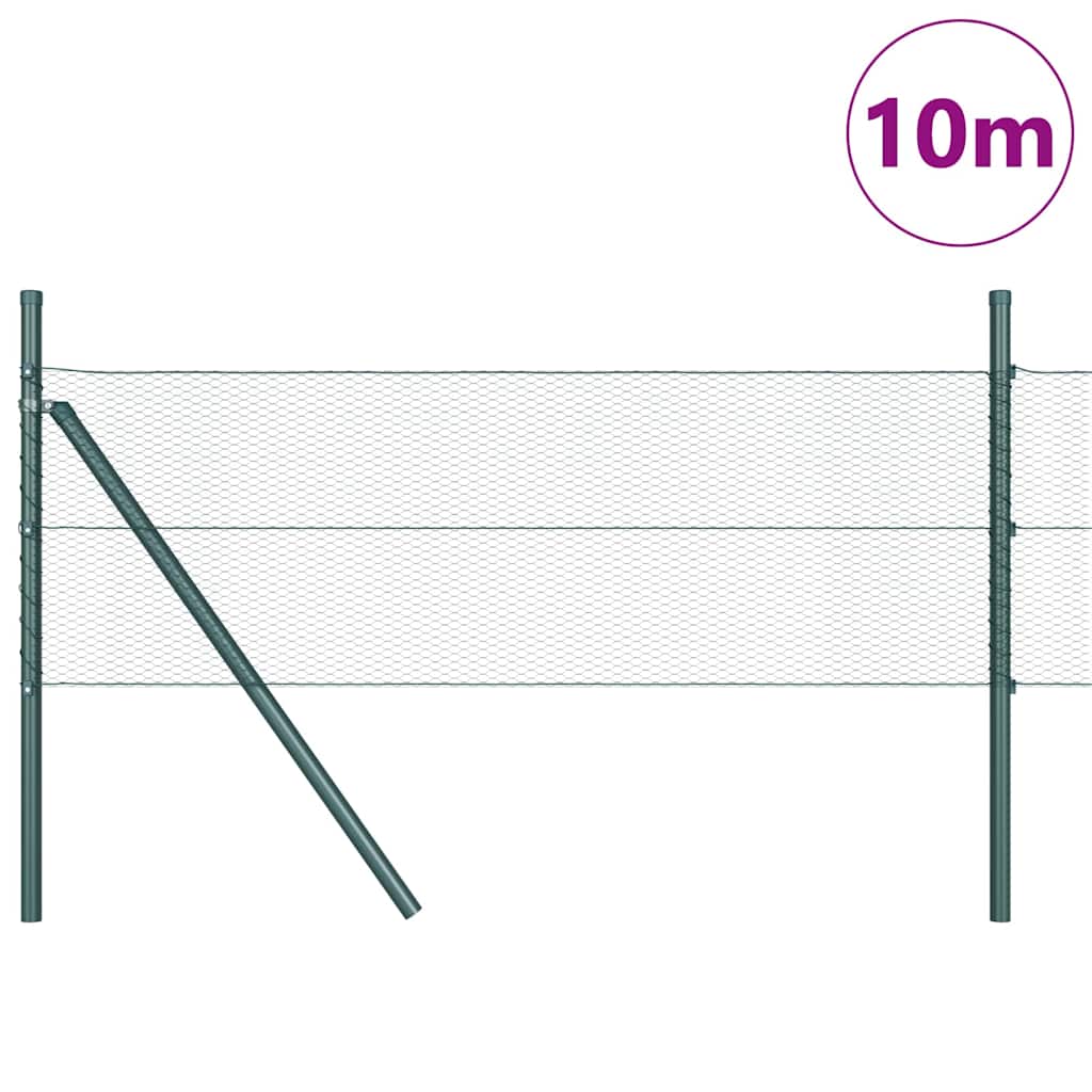 vidaXL Fence Post. Green 10 x 0.4 m (13 mm mesh) Steel and PVC