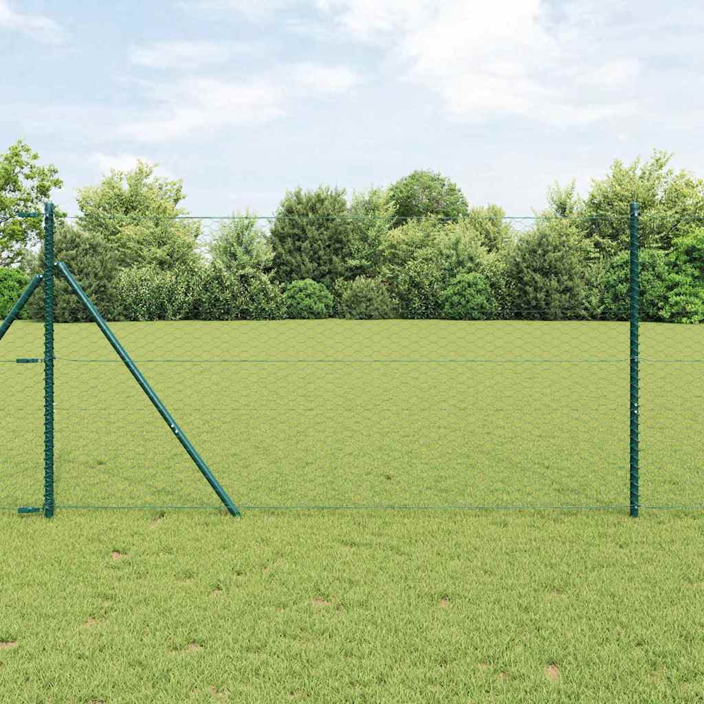 vidaXL Fence Post. Green 10 x 0.4 m (13 mm mesh) Steel and PVC