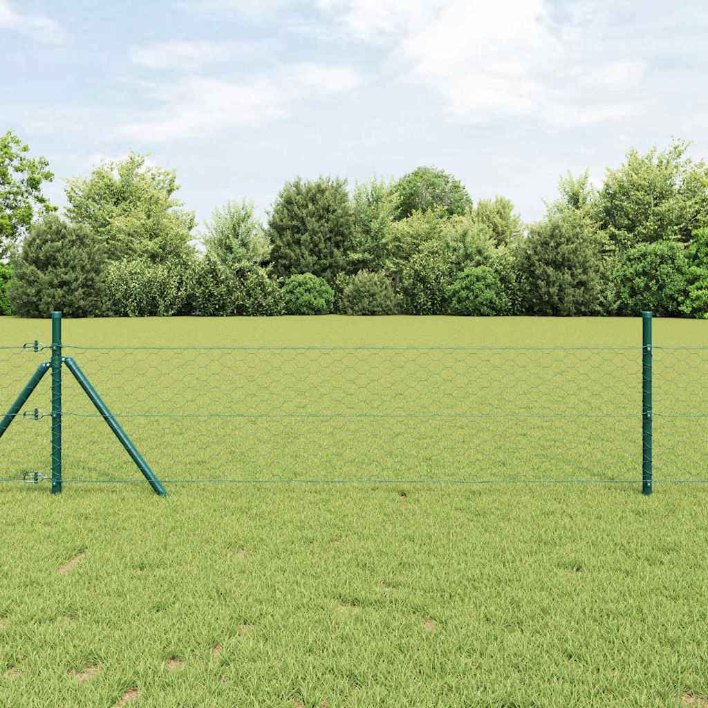 vidaXL Fence Post. Green 10 x 0.4 m (13 mm mesh) Steel and PVC