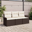 vidaXL Tuinbank Set met kussen met opslag 3 pcs Zwart Poly rattan