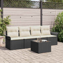 vidaXL Tuinbank Set met kussen 5 pcs Zwart en Crème poly rattan