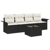 vidaXL Tuinbank Set met kussen 5 pcs Zwart en Crème poly rattan