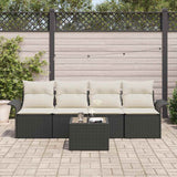 vidaXL Tuinbank Set met kussen 5 pcs Zwart en Crème poly rattan