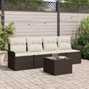 vidaXL Tuinbank Set met kussen 5 pcs Zwart en Crème poly rattan