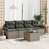 vidaXL Tuinbank Set met kussen 5 pcs Zwart en Crème poly rattan