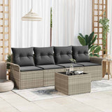 vidaXL Tuinbank Set met kussen 5 pcs Zwart en Crème poly rattan
