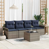 vidaXL Tuinbank Set met kussen 5 pcs Beige en Rood poly rattan