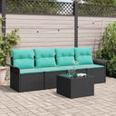 vidaXL Tuinbank Set met kussen 5 pcs Beige en Rood poly rattan