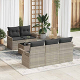 vidaXL Tuinbank Set 6 pcs Zwart en Crème Poly rattan, staal en glas