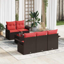 vidaXL Tuinbank Set met kussen 6 pcs Beige en Rood poly rattan
