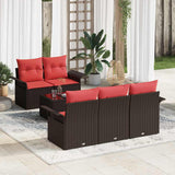 vidaXL Tuinbank Set met kussen 6 pcs Beige en Rood poly rattan