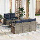 vidaXL Tuinbank Set met kussen 6 pcs Beige en Rood poly rattan
