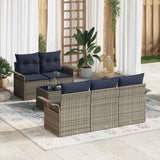 vidaXL Tuinbank Set met kussen 6 pcs Beige en Rood poly rattan