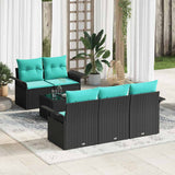 vidaXL Tuinbank Set met kussen 6 pcs Beige en Rood poly rattan