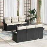 vidaXL Tuinbank Set met kussen 7 pcs Zwart en Crème poly rattan