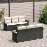vidaXL Tuinbank Set met kussen 7 pcs Zwart en Crème poly rattan