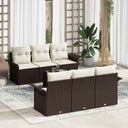 vidaXL Tuinbank Set met kussen 7 pcs Zwart en Crème poly rattan