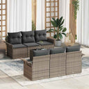 vidaXL Tuinbank Set met kussen 7 pcs Zwart en Crème poly rattan