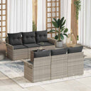 vidaXL Tuinbank Set met kussen 7 pcs Zwart en Crème poly rattan