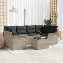 vidaXL Tuinbank Set 7 pcs Zwart en Crème Poly rattan, staal en glas