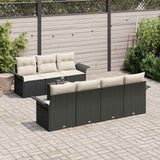 vidaXL Tuinbank Set met kussen 8 pcs Zwart en Crème poly rattan