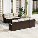 vidaXL Tuinbank Set met kussen 8 pcs Zwart en Crème poly rattan