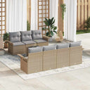 vidaXL Tuinbank Set met kussen 8 pcs Zwart en Crème poly rattan