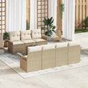 vidaXL Tuinbank Set met kussen 8 pcs Zwart en Crème poly rattan