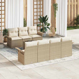vidaXL Tuinbank Set met kussen 8 pcs Zwart en Crème poly rattan