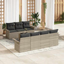vidaXL Tuinbank Set met kussen 8 pcs Zwart en Crème poly rattan